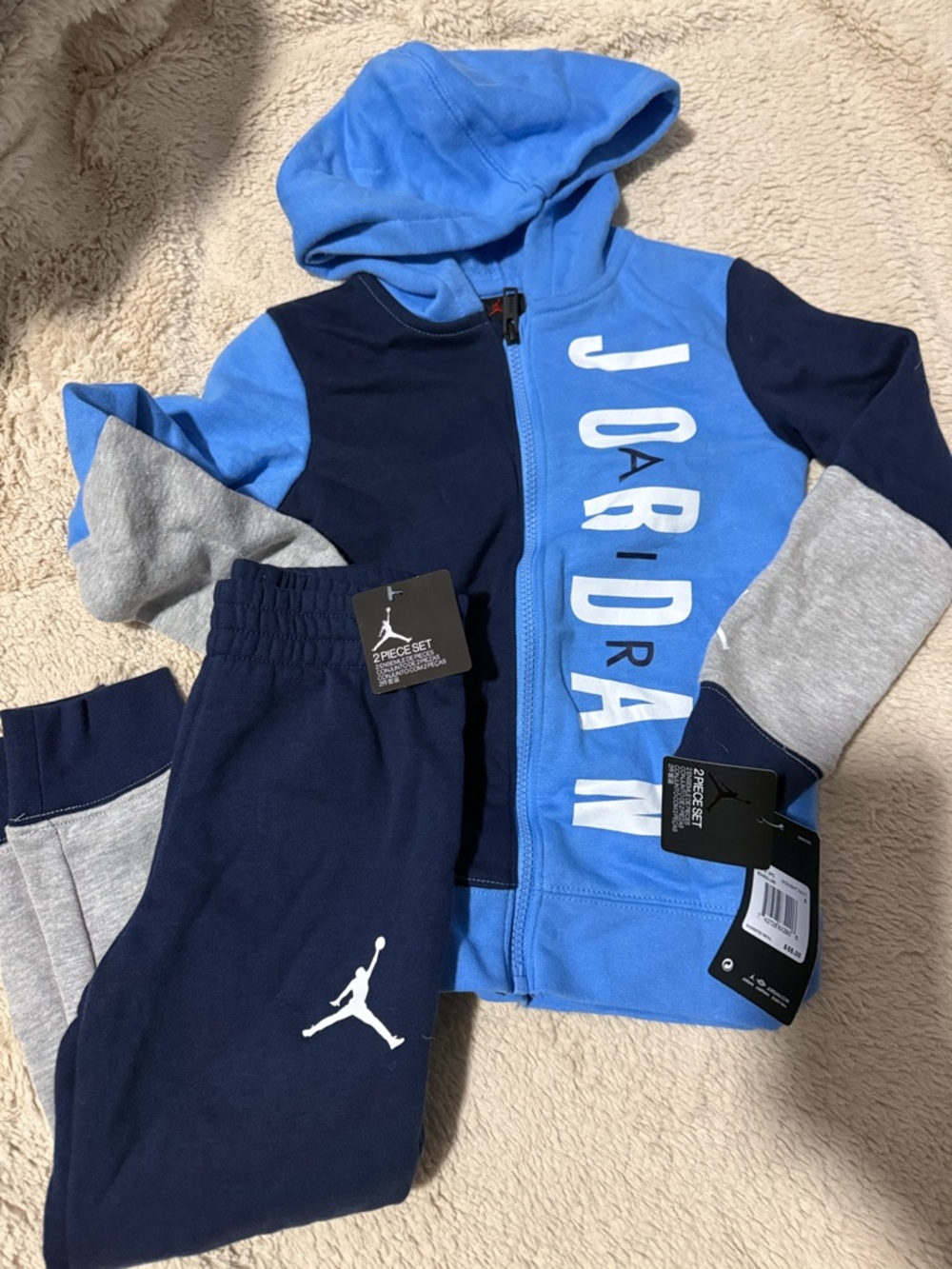 Jordan Colorblock Hoodie & Sweatpants Set - Blue/Navy/Gray